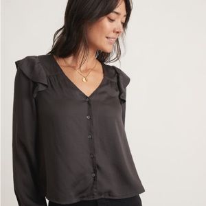Marine Layers Rory Longsleeve Ruffle Blouse size small
